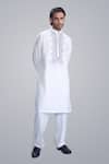 Buy_Sanjev Marwaaha_Ivory Cotton, Silk Embroidery Kurta And Pant Set _Online_at_Aza_Fashions