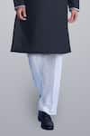 Sanjev Marwaaha_Black Cotton, Silk Embroidery Kurta Set _Online_at_Aza_Fashions