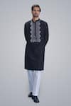 Buy_Sanjev Marwaaha_Black Cotton, Silk Embroidery Kurta Set _Online_at_Aza_Fashions