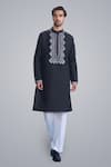 Buy_Sanjev Marwaaha_Black Cotton, Silk Embroidery Kurta Set _at_Aza_Fashions