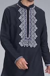 Shop_Sanjev Marwaaha_Black Cotton, Silk Embroidery Kurta Set _Online_at_Aza_Fashions