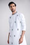 Sanjev Marwaaha_Ivory Cotton Embroidery Kurta Pant Set _Online_at_Aza_Fashions