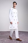 Buy_Sanjev Marwaaha_Ivory Cotton Embroidery Kurta Pant Set _at_Aza_Fashions