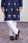 Sanjev Marwaaha_Navy Cotton, Silk Embroidery Blue Designer Kurta Pant Set _Online_at_Aza_Fashions