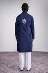 Shop_Sanjev Marwaaha_Navy Cotton, Silk Embroidery Blue Designer Kurta Pant Set _at_Aza_Fashions
