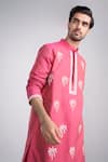 Sanjev Marwaaha_Pink Cotton, Silk Embroidery Designer Kurta Set _Online_at_Aza_Fashions