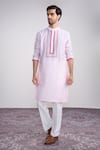 Buy_Sanjev Marwaaha_Ivory Cotton, Silk Printed Kurta Set _at_Aza_Fashions