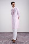 Buy_Sanjev Marwaaha_Ivory Cotton, Silk Printed Kurta Set _Online_at_Aza_Fashions