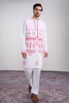 Buy_Sanjev Marwaaha_White Cotton, Silk Embroidery Ivory Bundi Kurta Set _at_Aza_Fashions