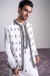 Sanjev Marwaaha_Ivory Cotton, Silk Embroidery Designer Kurta Set _Online_at_Aza_Fashions