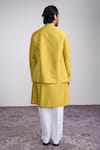 Shop_Sanjev Marwaaha_Yellow Cotton, Silk Sequins, Embroidery Kurta Set _at_Aza_Fashions