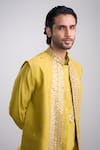 Buy_Sanjev Marwaaha_Yellow Cotton, Silk Sequins, Embroidery Kurta Set _Online_at_Aza_Fashions