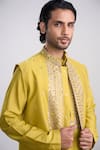 Shop_Sanjev Marwaaha_Yellow Cotton, Silk Sequins, Embroidery Kurta Set _Online_at_Aza_Fashions