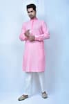 Buy_Samyukta Singhania_Pink Cotton, Silk Metallic Thread Printed Placket Kurta Set 