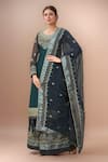 Buy_Samyukta Singhania_Blue Satin, Georgette, Net Crystals, Zari, Embroidery Kurta Set With Dupatta_at_Aza_Fashions