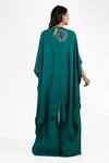 Shop_Anjali Kanwar_Emerald Green Georgette, Viscose, Crepe Sequins Cape And Pant Set _at_Aza_Fashions
