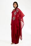 Anjali Kanwar_Red Satin Beads, Sequins Georgette Beaded Cape Set _Online_at_Aza_Fashions