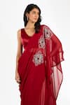 Buy_Anjali Kanwar_Red Satin Beads, Sequins Georgette Beaded Cape Set _Online_at_Aza_Fashions
