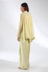 Shop_Anjali Kanwar_Green Chiffon, Viscose, Crepe Crystals Collared Embellished Top And Skirt _at_Aza_Fashions