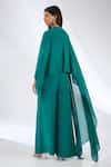 Shop_Anjali Kanwar_Emerald Green Georgette, Viscose, Crepe Beads, Sequins Round Beaded Jumpsuit _at_Aza_Fashions