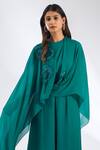 Shop_Anjali Kanwar_Emerald Green Georgette, Viscose, Crepe Beads, Sequins Round Beaded Jumpsuit _Online_at_Aza_Fashions