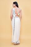Shop_Sajeda A Lehry_Ivory Georgette Tassels, Embroidery Designer Pre-draped Saree And Blouse Set _at_Aza_Fashions