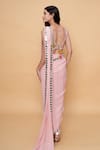 Shop_Sajeda A Lehry_Rose Gold Georgette Sequins, Mirrors, Beads Pre-draped Saree And Blouse Set _at_Aza_Fashions