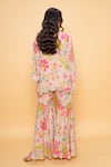 Shop_Sajeda A Lehry_Beige Silk, Crepe Embroidery Round Neck Floral Hand Sharara Set _at_Aza_Fashions