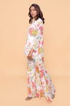 Sajeda A Lehry_Ivory Silk, Crepe Embroidery Round Neck Floral Hand Sharara Set _Online_at_Aza_Fashions