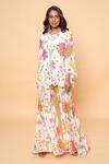 Buy_Sajeda A Lehry_Ivory Silk, Crepe Embroidery Round Neck Floral Hand Sharara Set _at_Aza_Fashions
