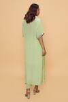 Shop_Sajeda A Lehry_Green Silk, Crepe Embroidery V-neck Hand Pista Kurta Set _at_Aza_Fashions
