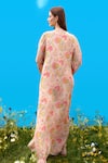 Shop_Sajeda A Lehry_Beige Silk, Crepe Round Neck Floral Digital Print Kurta _at_Aza_Fashions