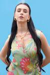 Shop_Sajeda A Lehry_Green Cotton V-neck Eden Long Pista Dress _at_Aza_Fashions