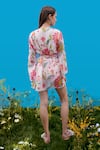 Sajeda A Lehry_Ivory Cotton V-neck Floral Print Designer Dress _Online_at_Aza_Fashions