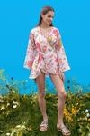 Buy_Sajeda A Lehry_Ivory Cotton V-neck Floral Print Designer Dress _at_Aza_Fashions