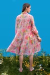 Shop_Sajeda A Lehry_Pink Cotton Embroidery Collared Hand Floral Dress _at_Aza_Fashions