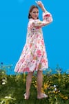 Shop_Sajeda A Lehry_Ivory Cotton Embroidery Collared Hand Floral Dress _at_Aza_Fashions