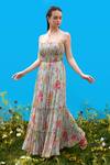 Buy_Sajeda A Lehry_Aqua Georgette Eva Digital Print Dress _at_Aza_Fashions