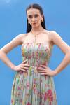 Sajeda A Lehry_Aqua Georgette Eva Digital Print Dress _Online_at_Aza_Fashions