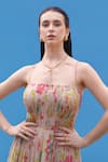 Sajeda A Lehry_Beige Georgette Open Neck Floral Digital Print Dress _Online_at_Aza_Fashions