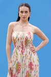 Sajeda A Lehry_Ivory Georgette Open Neck Floral Digital Print Maxi Dress _Online_at_Aza_Fashions