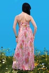 Shop_Sajeda A Lehry_Pink Georgette Open Neck Floral Digital Print Dress _at_Aza_Fashions