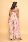 Shop_Sajeda A Lehry_Pink Silk, Crepe Embroidery Scoop Neck Hand Floral Jumpsuit _at_Aza_Fashions