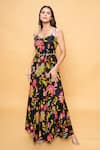 Buy_Sajeda A Lehry_Black Silk, Crepe Embroidery Scoop Neck Floral Hand Jumpsuit _at_Aza_Fashions