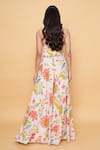 Shop_Sajeda A Lehry_Ivory Silk, Crepe Embroidery Scoop Neck Hand Floral Jumpsuit _at_Aza_Fashions