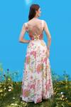 Shop_Sajeda A Lehry_Ivory Silk, Crepe Embroidery Round Neck Hand Floral Cutout Dress _at_Aza_Fashions