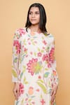 Buy_Sajeda A Lehry_Ivory Georgette Embroidery Round Neck Floral Hand Kurta And Dhoti Set _Online_at_Aza_Fashions