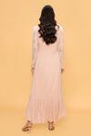 Shop_Sajeda A Lehry_Beige Georgette Sequins Round Neck Hand Embroidered Kurta And Dhoti Pant Set _at_Aza_Fashions