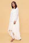 Buy_Sajeda A Lehry_Ivory Georgette Embroidery, Sequins Round Neck Designer Hand Kurta Set _at_Aza_Fashions