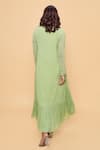Shop_Sajeda A Lehry_Green Georgette Embroidery, Sequins V-neck Hand Pista Kurta Set _at_Aza_Fashions